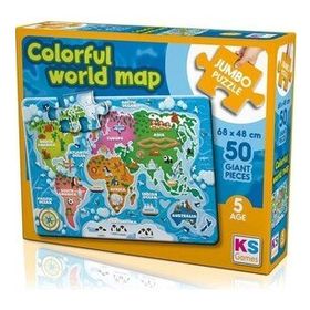 KS Puzzle Colorful World Map Jumbo Puzzle