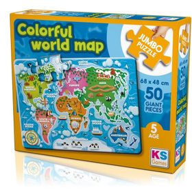KS Puzzle Colorful World Map Jumbo Puzzle