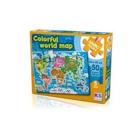 KS Puzzle Colorful World Map Jumbo Puzzle