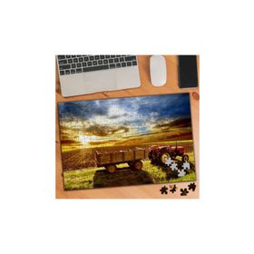 KS699263 Gün Batımı Tarlada Traktör 240 Parça Puzzle Yapboz