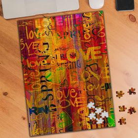 KS699446 Love Yazılı Renkli Kalpler 240 Parça Puzzle Yapboz