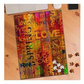 KS699446 Love Yazılı Renkli Kalpler 240 Parça Puzzle Yapboz
