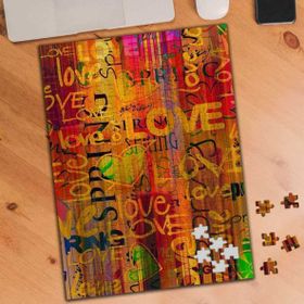 KS699446 Love Yazılı Renkli Kalpler 240 Parça Puzzle Yapboz