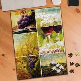 KS699551 Kırmızı Şarap ve Üzüm Kolyajı 240 Parça Puzzle Yapboz