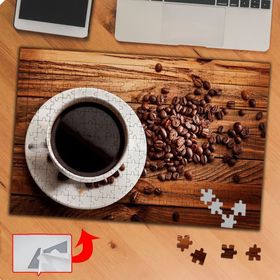 KS699679 Ahşap Masada Kahve Çekirdekleri 240 Parça Puzzle Yapboz