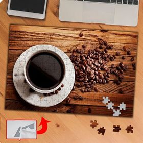KS699679 Ahşap Masada Kahve Çekirdekleri 240 Parça Puzzle Yapboz