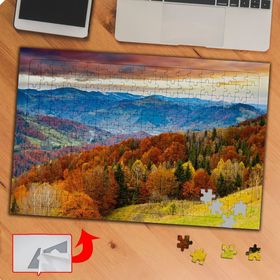 KS70271 Sararmış Ağaçlar Dağ Manzarası 240 Parça Puzzle Yapboz