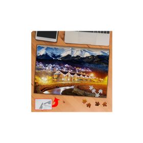 KS70335 Karlı Dağlar ve Sıra Evler 240 Parça Puzzle Yapboz