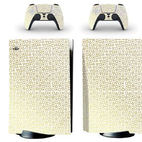 Kt Grup Beyaz Arkaplan Gold Kol Düğmeleri Playstation 5 Disk Edition Sticker Kaplama Seti