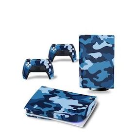 Kt Grup Mavi Kamuflaj Playstation 5 Disk Edition Sticker Kaplama Seti