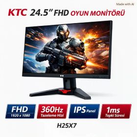 KTC H25X7 24.5 inç 360 Hz 1 ms Full HD IPS Gaming Monitör