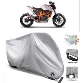 KTM 690 Duke R Turuncu Reflektörlü Gri Motosiklet Brandası
