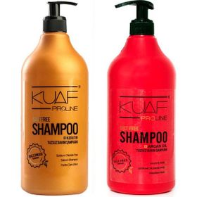 Kuaf Tuzsuz Keratin 1 lt Bakım Şampuanı+Tuzsuz Argan 1 lt Yağlı Bakım Şampuanı