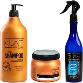 Kuaf Tuzsuz Keratin 1000 ml Şampuan + 500 ml Keratin Maske + Keratin 400 ml Mavi Fön Suyu