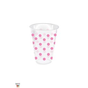 KullanAtMarket 25'li Pembe Puantiyeli Şeffaf Bardak