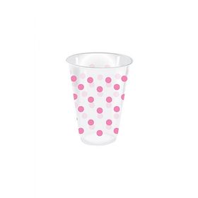 KullanAtMarket 25'li Pembe Puantiyeli Şeffaf Bardak