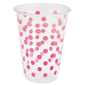 KullanAtMarket 25'li Pembe Puantiyeli Şeffaf Bardak