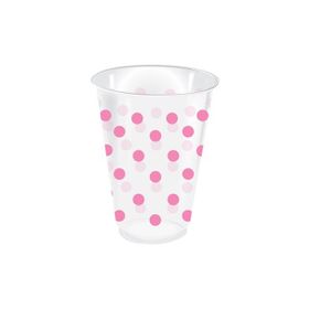 KullanAtMarket 25'li Pembe Puantiyeli Şeffaf Bardak