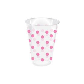 KullanAtMarket 25'li Pembe Puantiyeli Şeffaf Bardak