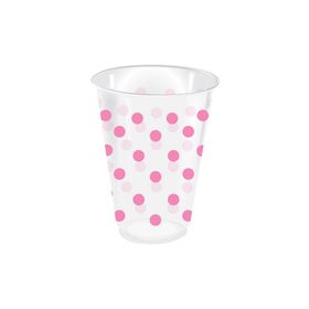 KullanAtMarket 25'li Pembe Puantiyeli Şeffaf Bardak