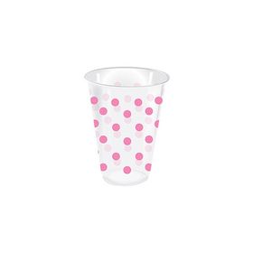 KullanAtMarket 25'li Pembe Puantiyeli Şeffaf Bardak