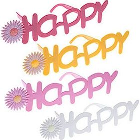 KullanAtMarket Çiçekli Happy 1 Adet Parti Gözlüğü