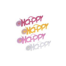 KullanAtMarket Çiçekli Happy 1 Adet Parti Gözlüğü