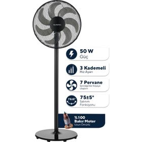 Kumtel KTF-760 Siyah Ayaklı Vantilatör