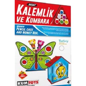 Kumtoys 5304 Ahşap Kalemlik ve Kumbara Seti