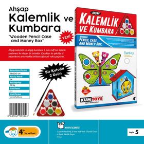 Kumtoys 5304 Ahşap Kalemlik ve Kumbara Seti