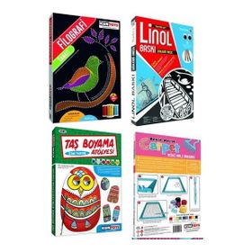 Kumtoys Filografi Sanatı+Linol Baskı+Taş Boyama+Halı Dokuma 4’lü Set