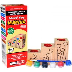 Kumtoys Renkli Balonlar Desenli Dekoratif Ahşap Mumluk