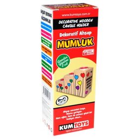 Kumtoys Renkli Balonlar Desenli Dekoratif Ahşap Mumluk