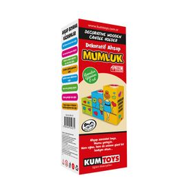 Kumtoys Renkli Balonlar Desenli Dekoratif Ahşap Mumluk