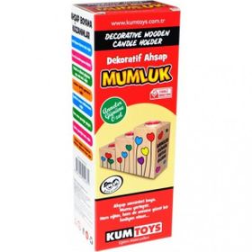 Kumtoys Renkli Balonlar Desenli Dekoratif Ahşap Mumluk