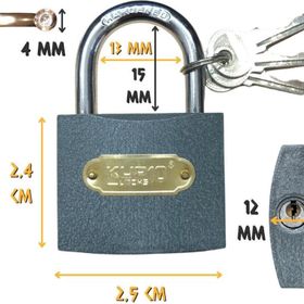 Kupa Gri 25 mm 3 Anahtarlı Asma Kilit