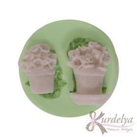 Kurdelya Minik Saksıda Çiçekler Silikon Kalıbı