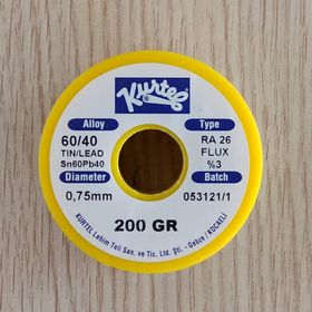 Kurtel 0.75 mm 200 gr %60 Kalay %40 Kurşun Lehim Teli