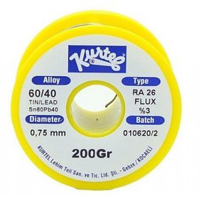 Kurtel 0.75 mm 200 gr %60 Kalay %40 Kurşun Lehim Teli