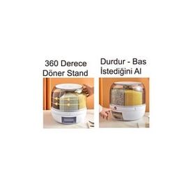 Kuru Gıda ve Bakliyat Organizeri 360 Derece Dönebilen 6 Bölmeli Hava Geçirmez Saklama Kabı
