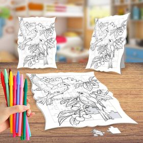 Kuş Çifti Boyama Puzzle Tablo