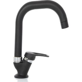 Kustar Delta Borulu Tek Su Girişli Mat Siyah Mix Lavabo Bataryası