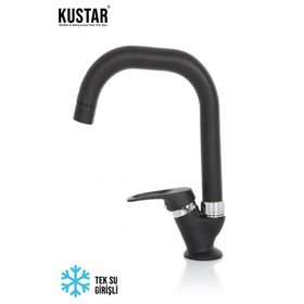 Kustar Kare Delta Borulu Tek Su Girişli Mat Siyah Mix Lavabo Bataryası