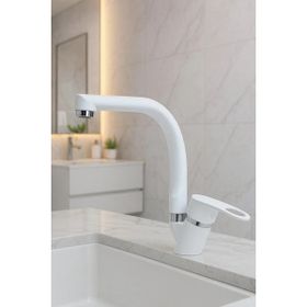 Kustar Tyal Beyaz Kısa Mix Aç Kapa Banyo Lavabo Bataryası