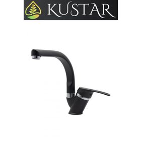 Kustar Tyal Siyah Kısa Mix Aç Kapa Banyo Lavabo Bataryası