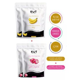 Kut 2x20 gr Dondurularak Kurutulmuş Beyaz Ejder Meyvesi + 2x20 gr Muz