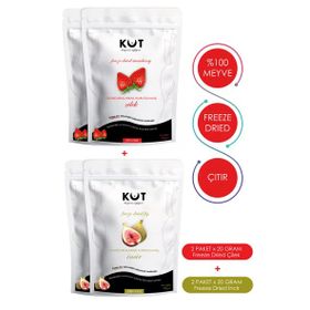 Kut 2x20 gr Dondurularak Kurutulmuş Çilek + 2x20 gr İncir