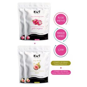Kut 2x20 gr Dondurularak Kurutulmuş İncir + 2x20 gr Beyaz Ejder Meyvesi
