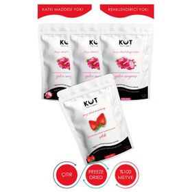 Kut 3x20 gr Dondurularak Kurutulmuş Beyaz Ejder Meyvesi ve 20 gr Çilek
