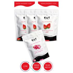 Kut 3x20 gr Dondurularak Kurutulmuş Çilek + 20 gr Beyaz Ejder Meyvesi